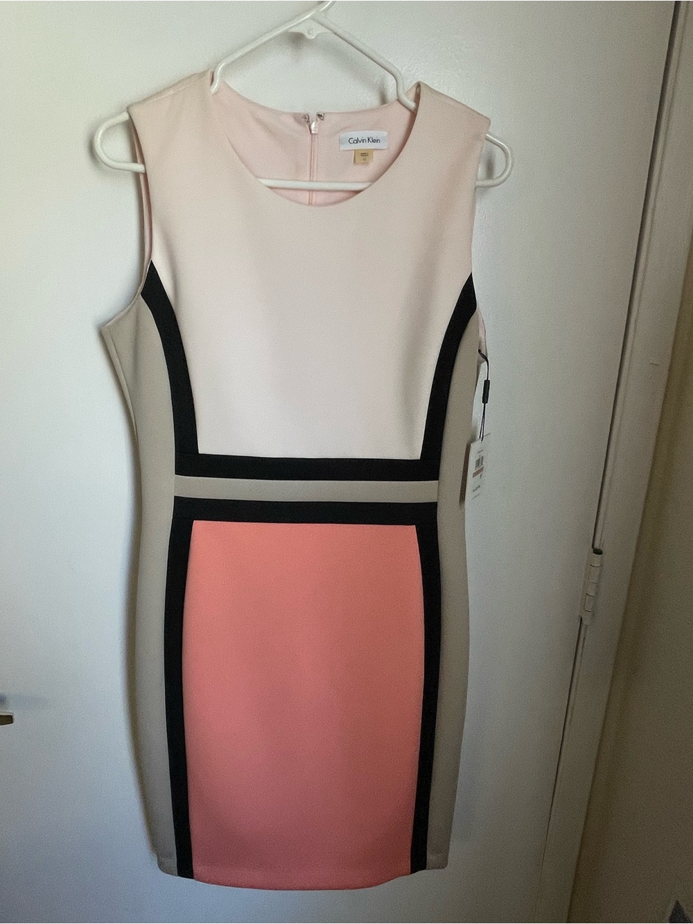 Calvin Klein Colorblock Sheath Dress in Blush and Coral
